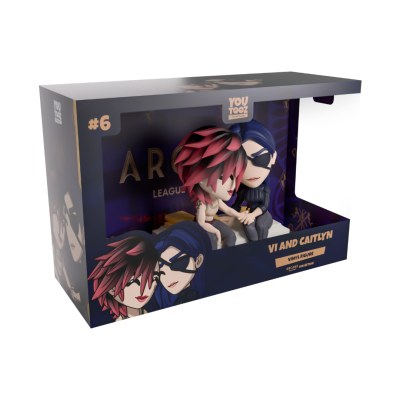 Figura Vi e Caitlyn em vinil na embalagem da coleção Arcane