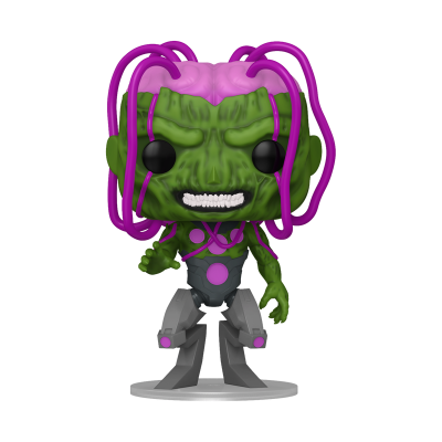 Funko Pop de alienígena verde com fios rosa e traje robótico cinzento com rosa