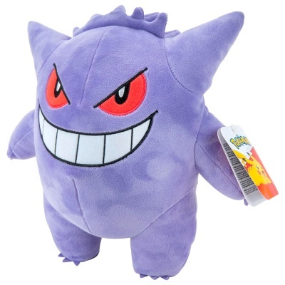 Pelúcia roxa do Pokémon Gengar com etiqueta do Pokémon
