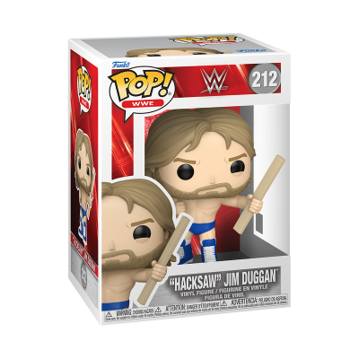 Funko Pop! WWE Hacksaw Jim Duggan vinil caixas coloração azul e castanho