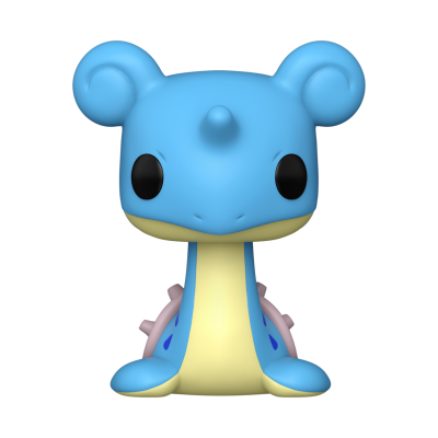 Figura Funko Pop azul com corpo amarelo e detalhes rosa