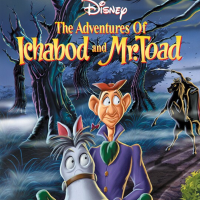 Capa de película animada Disney The Adventures Of Ichabod and Mr. Toad com personagens em floresta