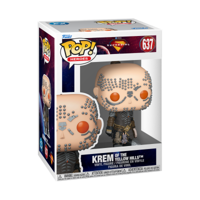 Funko Pop! Krem of the Yellow Hills, figura de vinil na caixa com fundo escuro e elementos gráficos coloridos.