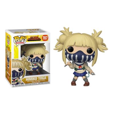 Funko Pop! Himiko Toga com máscara e uniforme ao lado da caixa original.