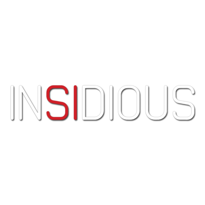 Palavra INSIDIOUS com letras em branco e vermelho num fundo branco