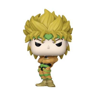 Figura colecionável Funko Pop com cabelo amarelo e roupas douradas e verdes
