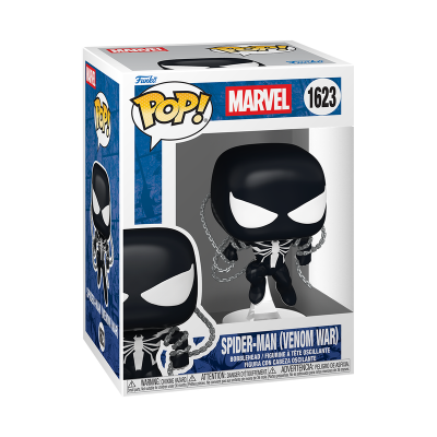 Figura Funko Pop Spider-Man Venom War em caixa azul e branca