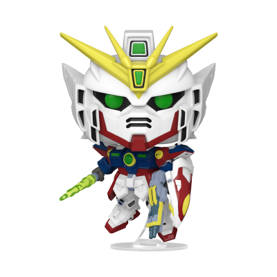 Figura Funko Pop de robô Gundam colorido com escudo e arma