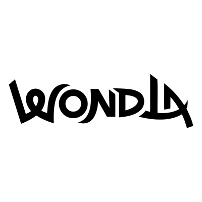 Logótipo preto Wondla com letras estilizadas em fundo branco