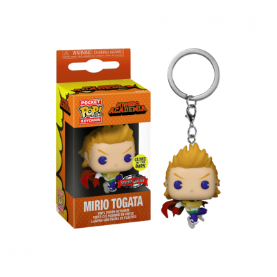 Chaveiro FUNKO POCKET POP! Mirio Togata de My Hero Academia na embalagem laranja