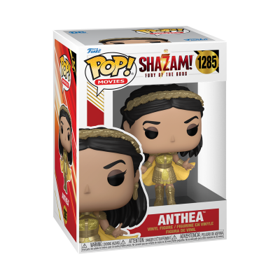Figura Funko Pop Anthea dourada de Shazam! na embalagem