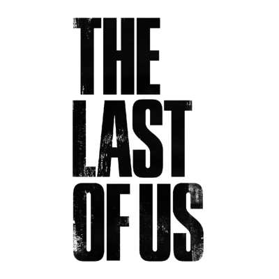 Texto preto desgastado THE LAST OF US em fundo branco