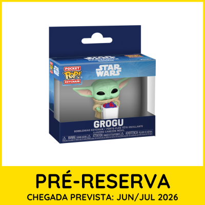 Pendente chaveiro Grogu Star Wars em embalagem azul