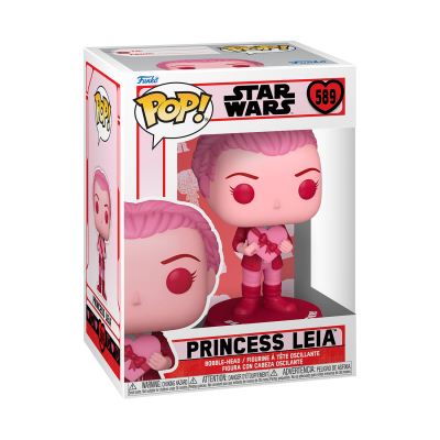Boneca Funko Pop! Princesa Leia Star Wars cor rosa em caixa