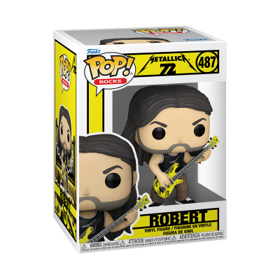 Figura de vinil Funko Pop Robert Metallica na embalagem