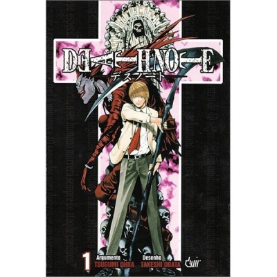 Capa manga DEATH NOTE volume 1 com personagens e cruz