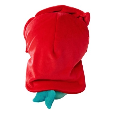 Capa vermelha com capuz para animais e pequena cauda azul