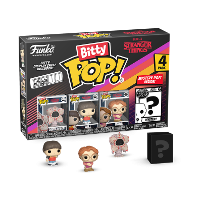 Conjunto Funko Bitty Pop! Stranger Things com 4 figuras em embalagem colorida