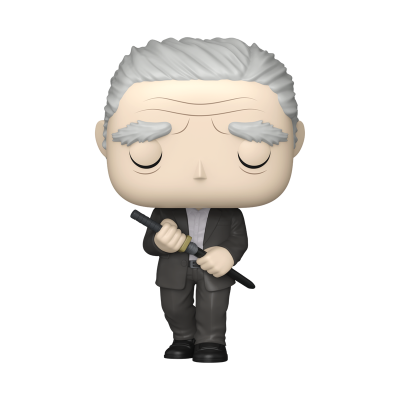 Figura colecionável estilo Funko Pop de personagem masculino com espada.