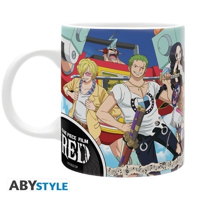 Caneca branca com personagens de anime One Piece Film Red
