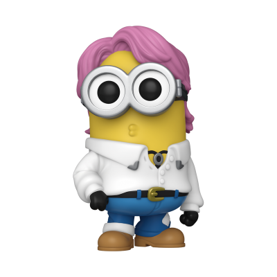 Figura Pop Minion com cabelo cor-de-rosa e roupa casual