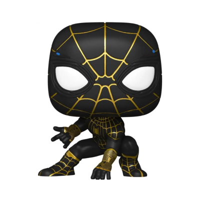 Figura Funko Pop Homem-Aranha traje preto com teias douradas