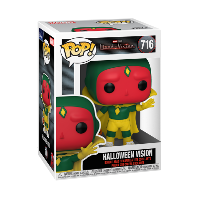 Figura Vinyl Pop! Halloween Vision Marvel na caixa com janela transparente