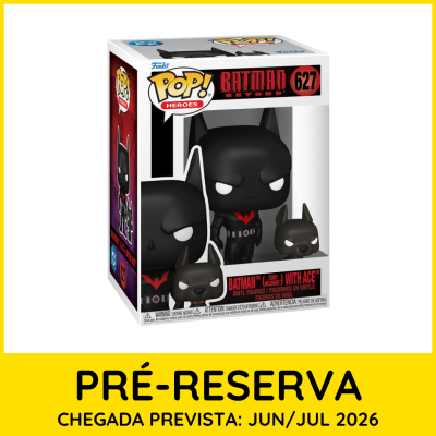Figura Funko Pop Batman Beyond com cão Ace na embalagem com pré-reserva.