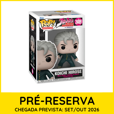 Figura Funko Pop Koichi Hirose com cabelo cinzento e roupa verde escura