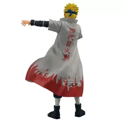 Figura colecionável com capa cinzenta com chamas vermelhas e caracteres vermelhos