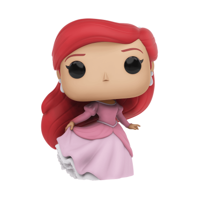 Figura Funko Pop com vestido rosa e cabelo vermelho