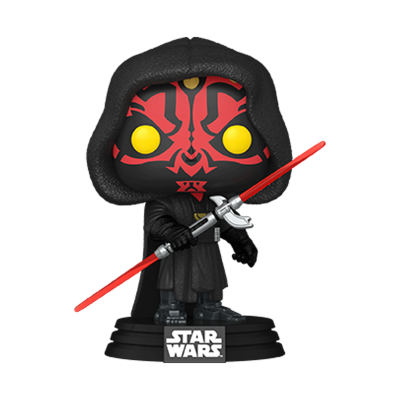 Figura Funko Pop do Darth Maul de Star Wars com sabre de luz vermelho duplo