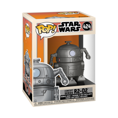 Boneco Funko Pop! Star Wars R2-D2 em caixa laranja