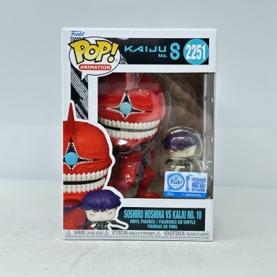 Embalagem de bonecos Funko Pop Animation com figuras vermelha e roxa