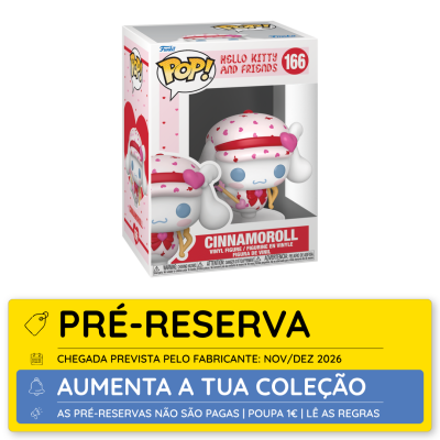 Figura em vinil Funko Pop! Cinnamoroll com coração cor-de-rosa e vermelho na caixa número 166