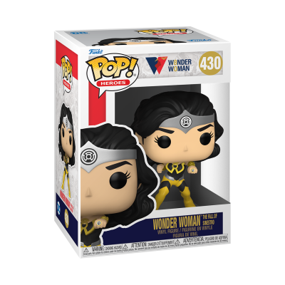 Figura Funko Pop! da Wonder Woman nº 430, fato preto e dourado, cabelo preto ondulado
