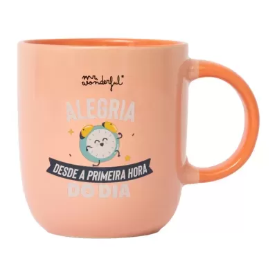 Caneca salmão com ilustração e texto motivacional