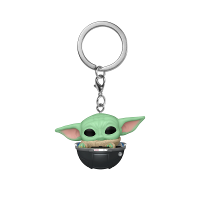 Porta-chaves Baby Yoda em resina verde dentro de cápsula preta