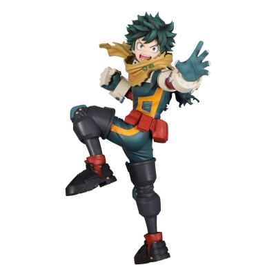 Figura de ação personagem de anime com roupa verde e laranja