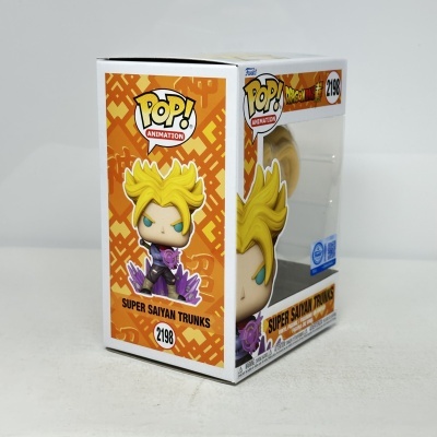 Caixa Funko Pop! Super Saiyan Trunks de Dragon Ball Z cor laranja com janela transparente