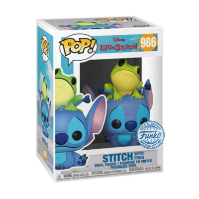 Funko Pop vinil Stitch com sapo embalagem transparente