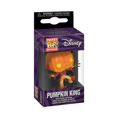 Chaveiro Funko Pop Pumpkin King da Disney em caixa roxa