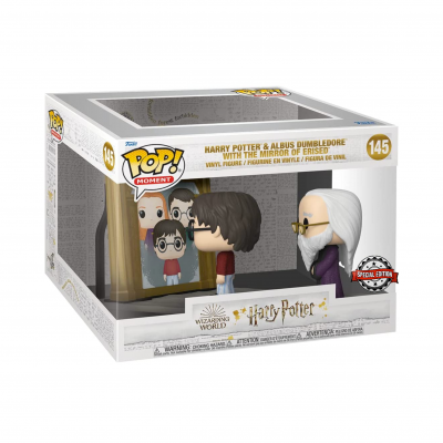 Figuras Pop! Moment de Harry Potter e Albus Dumbledore com espelho na caixa