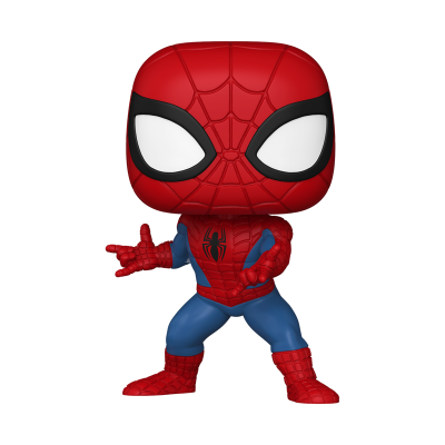 Figura Funko Pop do Homem-Aranha com traje vermelho e azul