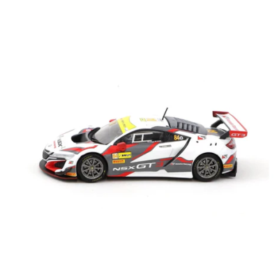 Miniatura de carro de corrida branco, vermelho e preto com texto NSX GT3 e número 84