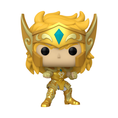 Boneco Funko Pop com armadura dourada e cabelo amarelo