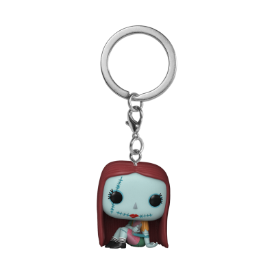 Chaveiro Funko Pop Sally com cabeça azul e cabelo vermelho