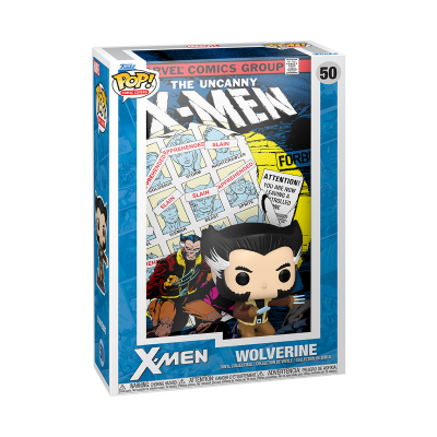 Boneco Funko Pop! Wolverine do X-Men em embalagem azul e branco