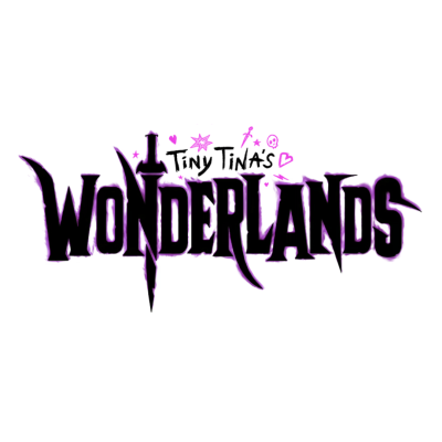 Logótipo do jogo Tiny Tinas Wonderlands em preto e roxo