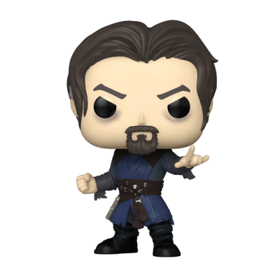 Figura colecionável estilo Funko Pop com roupa azul e preta e cabelo castanho escuro